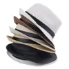 Fashion Men Women Straw Hats Soft Fedora Panama Hats Outdoor Stingy Brim Caps Jazz Straw Hat Outdoor Sun Hat 7 Colors Choose320G