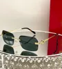 Luksusowe projektanty okularów przeciwsłonecznych dla mężczyzn i kobiet Męskie Rimless Uv400 Obiektywne obiektywy kwadratowy prostokąt Gold Grey Fashion Retro Projekt okularów