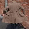 Trenchs pour hommes Polo Coat pied-de-poule double boutonnage Long Slim élégant mode britannique hiver veste à carreaux vêtements masculins