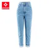 Kvinnors jeans 1886 Youaxon Cotton Vintage High midja mamma baggy jeans kvinnors blå denim byxor pojkvän jean femme jeans för flickor 230927