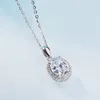 Pendants Luxury Oval High Carbon Diamond Necklace S925 Sterling Silver Platinum Plated Chain For Women Fine Jewelry Party Gift