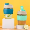 Vinglasögon Vattenkopp Modernt tätning Silikonring BPA-fri glas tumlare med lock Straw Office Supply
