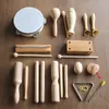 Learning Toys Log Percussion Instrument Set Toy Wood Sand Hammer Drum Double Sound Tube Nybörjarmusik Lärarhjälpmedel för förskolebarn 230926