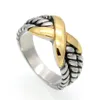 Kobiety prosty design Antique srebrny pierścień kolorowy przedmiot x kształt stali nierdzewnej urocze pierścienie 280s