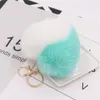 Trendy Double Color Heart Keychains for Women Pom Pom Faux Fur Key Chain Pompom Car Keyring Bag Pendant Accessories1314r