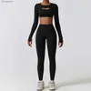 Active Set Sportswear Yoga Set Women's Workout Clothes Athletic Wear Sports Gym Legging Seamless Fitness Bra Crop Top Long Sleeve Yoga Suitl230927