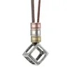Choker Vintage Three-color Small Circle Hollow Cube Pendant Necklace For Men Fashion Punk Gothic Leather Rope Necklaces Jewelry Gifts