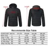 Erkekler 9 Yer Isıtmalı Kış Sıcak Ceketler USB Isıtma Yastıklı Ceketler Akıllı Termostat Saf Renk Kapşonlu Isıtmalı Giysiler Su Geçirmez