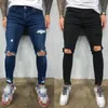 Herren Jeans Männer Zerrissene Röhrenjeans Mode Knieloch Zerstört Ausgefranste Schwarze Stretchjeans Hombre Lässige Blaue Denim Bleistifthosen Streetwear 230927