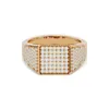 GEUM Jewels Factory OEM ODM Pure Solid 18k Gold Square Signet Rings com Diamantes Naturais Punk Ring Mens Fine Jewelry