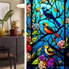 Väggklistermärken Retro Landskap Bird Flower Window Glass Electratatisk avtagbar integritet färgad dekorativ film för hemmakontor 230927