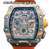 RichasMills Orologio Milles ZF Factory Movimento automatico Tourbillon Nuovo cronografo rm1103 lussuoso per Millies designer meccanico Nero Fibra di carbonio Techno