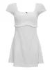 Casual Dresses Women Mini Dress Short Sleeve Square Neck Flower Frills Slim Fit Summer Daily Party