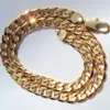 18 K Thai Baht Fine Yellow Gold Filled Authentic Finish Stamped Fine Curb Cuban Link Chain Necklace Men's Made In 600mm236K