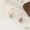 Dangle & Chandelier Contracted Lozenge Color Contrast Dangle Earrings Female Fashion Lady Geometric Hollow Out The Triangle Stud Earri Dh5Fo