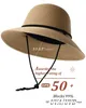 Utomhushattar Furtalk Straw Summer Hat Women Sun Beach Hat With Wind Lanyard Wide Brim Upf 50 Foldbar Sun Protection Beach Hat 230927