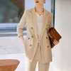 Kvinnors tvådelade byxor högkvalitativa tyg Autumn Winter Formella affärsdräkter med och jackor Coat Professional Trousers Set ol Styles