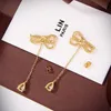 2023 Diseñador Bowknot Stud Pendientes Mujeres Moda Ear Studs Diamantes Pendientes de marca Cuelga Joyería de oro Earing Pendiente de plata CYD2392625-6