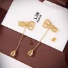 2023 Designer Bowknot Stud Earrings Women Fashion Ear Studs Diamonds Brand Earings Dangle Gold Jewelry Earing Silver Earring CYD2392625-6