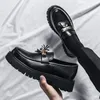 Dress Shoes Platform Shoes Loafers Shoes Men Thick-soled Wedding Shoes Black Formal Business Shoes Slip-on Leather Increase Casual Shoes 230926