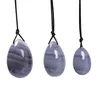 Drill Natural Stone Gray Agate Yoni Egg Massage Set Healing Egg Crystal Ball Kegel Exercise Tool Pelvic Floor Muscle Vaginal Health Care Set De Masaje Con Huevo Yoni