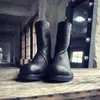Botlar Erkekler Vintage Japonya Stil Yuvarlak Toe Orijinal Deri Orta Kalf Boot Punk Kış El Yapımı Siyah Askeri Patres Zapatos Hombre