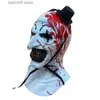 Maschere per feste Maschera da clown Bloody Terrifier Art The Cosplay Creepy Horror Demone Evil Joker Cappello Casco in lattice Costume di Halloween Puntelli Party T230927