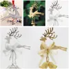 Gold Sliver Reindeer Choink Tree wisząca bombka ozdoba impreza Xmas Decor Deer with Bells Festival Party Bombs276i