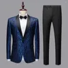 Ternos masculinos 2 unidades/set na moda terno de desempenho de palco skin-touch show wear slim fit festa de casamento