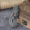 Bangle Never Fade Rock Viking Bear Paw Bracelet Men's Stainless Steel Mesh Chain Can Open Paw Punk Bracelets Biker Jewelry 230927