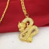 Halskette mit Anhänger in Drachenform mit Mikropavé aus Zirkonia, 18 Karat Gelbgold gefüllt mit Blingfashion-Anhänger für Damen und Herren, Halskette274Q