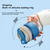 Vinglasögon Vattenkopp Modernt tätning Silikonring BPA-fri glas tumlare med lock Straw Office Supply