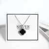 S925 Silver Agate Clover Pendant Korean Chic Women's Temperament Clover Necklace Clavicle Chain Fashion Jewelry220A