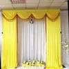 Cortina 2023 julho chegada cor amarela gelo seda 3m x 3m com borlas swags cortinas apenas cenário de casamento decoração