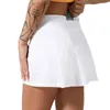 Женские юбки LL, юбка со средней посадкой, плиссированная теннисная юбка с двумя карманами, женские шорты, спортивный короткий топ для йоги