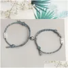 Charme pulseiras casais magnéticos atração mútua relacionamento correspondência amizade corda pulseira conjunto presente para mulheres homens namorado gir dh0ve