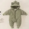 Barboteuses née fille combinaison à capuche hiver infantile salopette bébé né vêtements garçon chaud manteau de neige enfants ours barboteuse enfant en bas âge vêtements d'extérieur 230927