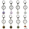 Nyckelringar Fashion Spherical Crystal Pendant Keychain Healing Car Key Chain Origin för Baksyn Mirror Presentvänner och älskare smycken Dhjzn