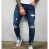 Jeans pour hommes Hommes Ripped Skinny Jeans Mode Genou Trou Détruit Effiloché Noir Stretch Jeans Hombre Casual Bleu Denim Crayon Pantalon Streetwear 230927