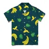 Camicie casual da uomo Camicia da spiaggia con stampa a banana Foglie verdi Uomo hawaiano Camicette divertenti Top grafico a maniche corte Taglie forti