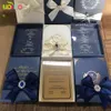 Vender buena calidad personalizar bonita flor acrílico boda favor tarjetas de invitación encaje elegante impresión invitaciones barato 239Z