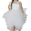 Girl Dresses Tulle Simple Suspenders Flower Dress Beach A-line Princess Sleeveless Ball Gowns Irregular For Wedding Pageant Wear