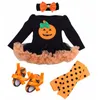 Rompers Baby Girls Halloween Costume Long Sleeve Tulle Romper 4pcs Suits Kids Toddlers Halloween Cosplay Birthday Theme Party Dress 230926