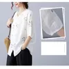 Women's Polos Fashion Embroidered Flower Top Shirt Summer Short Sleeved Neutral Casual Button Loose Fitting Polo Shirts