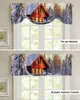 Curtain Christmas Winter Snow House Tree Forest Window Valance Kitchen Cafe Short Curtains Living Room Tie-Up