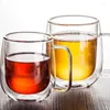 Verres à vin 250/350ML, tasse en verre résistant à la chaleur, Double paroi, bière, café, tasses à boissons transparentes faites à la main, tasse à thé, verres