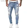 Jeans da uomo Moda Street Style Jeans skinny strappati Uomo Lavaggio vintage Pantaloni in denim solido Uomo Casual Slim fit Pantaloni in denim a matita vendita calda L230927