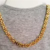 High Qulaity Gold Tone rostfritt stål Fashion Flat Byzantine Chain Halsband 8mm 24 '' Kvinnors gåva smycken för 307K