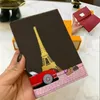 M81635 Pasaport Kapak Kart Sahibi Mini Kahverengi Çiçek Cüzdan Karikatür Desen Lüks Tasarımcı Kart Tutucu Cep Organizatörü Pochette G-5