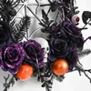 Ghirlande di fiori decorativi Ghirlanda di simulazione di Halloween Corona di rattan Cerchio Fantasma Festival Atmosfera Decorazione Porta di casa Ciondolo Nero Festa di festa Ghirlanda T230927